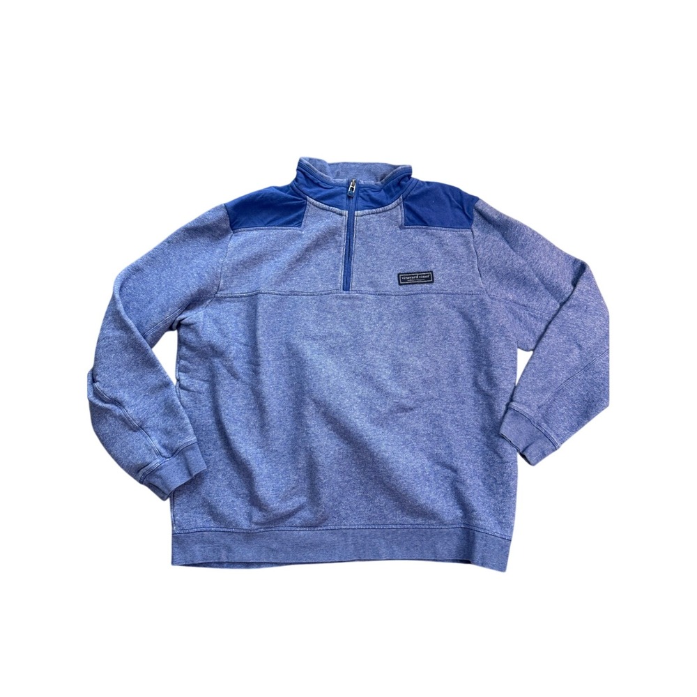 Vineyard Vines The Shep Shirt Mens L Blue Heathered Quarter Zip‎ Pullover